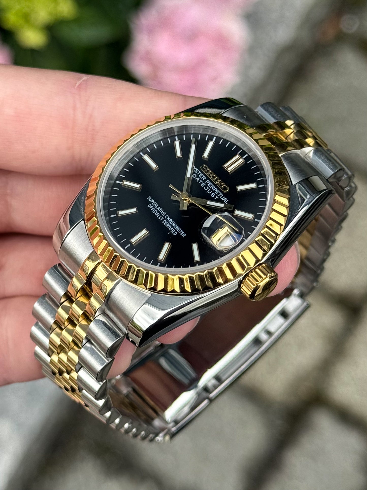 (På lager) Two Tone Datejust "Black Dial" 36mm Mod