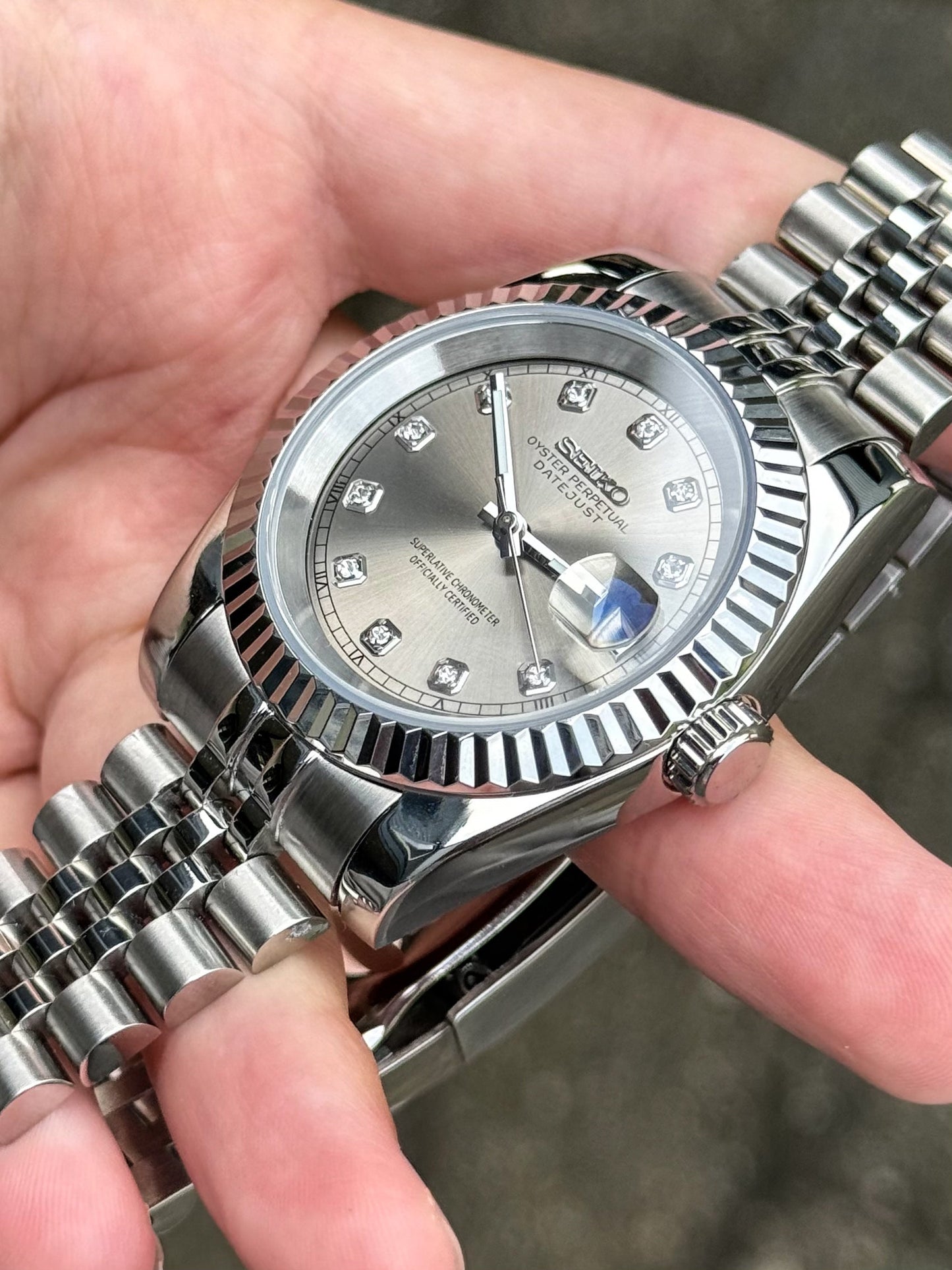 ’Rhodium Diamond’ Datejust Mod