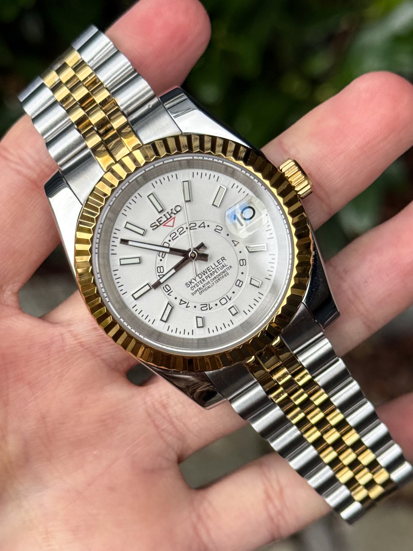 Two Tone "White Dial" Sky Dweller Mod