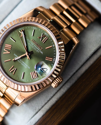 Rosegold "Olive Dial" President Mod