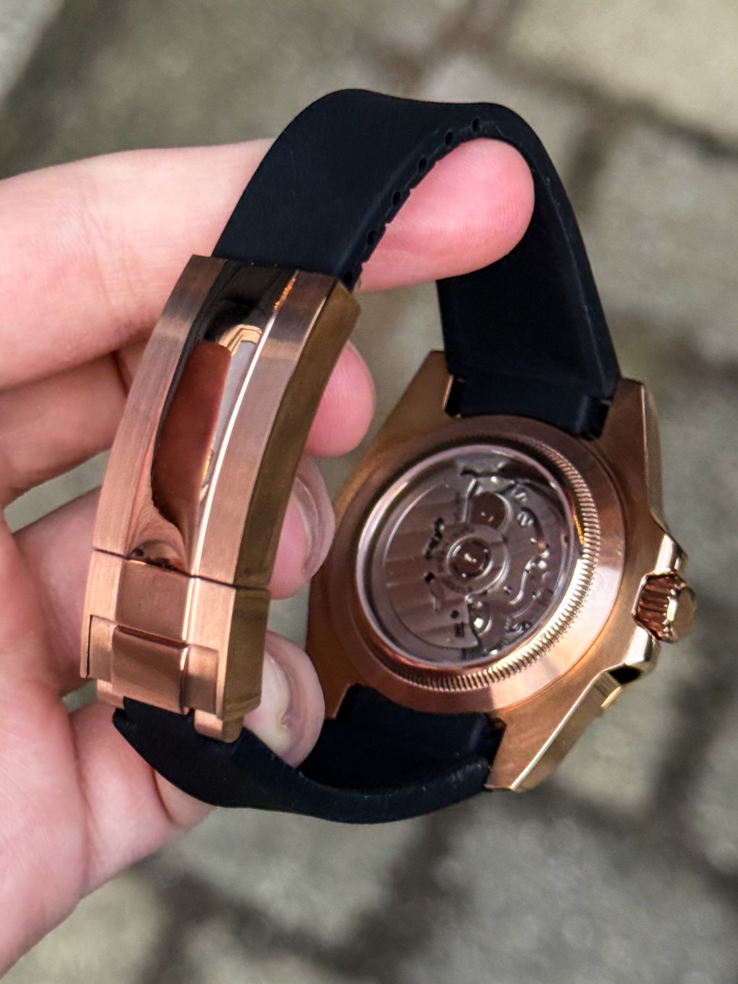 (På lager) Rosegold "Skeleton" Yacht-Master Mod
