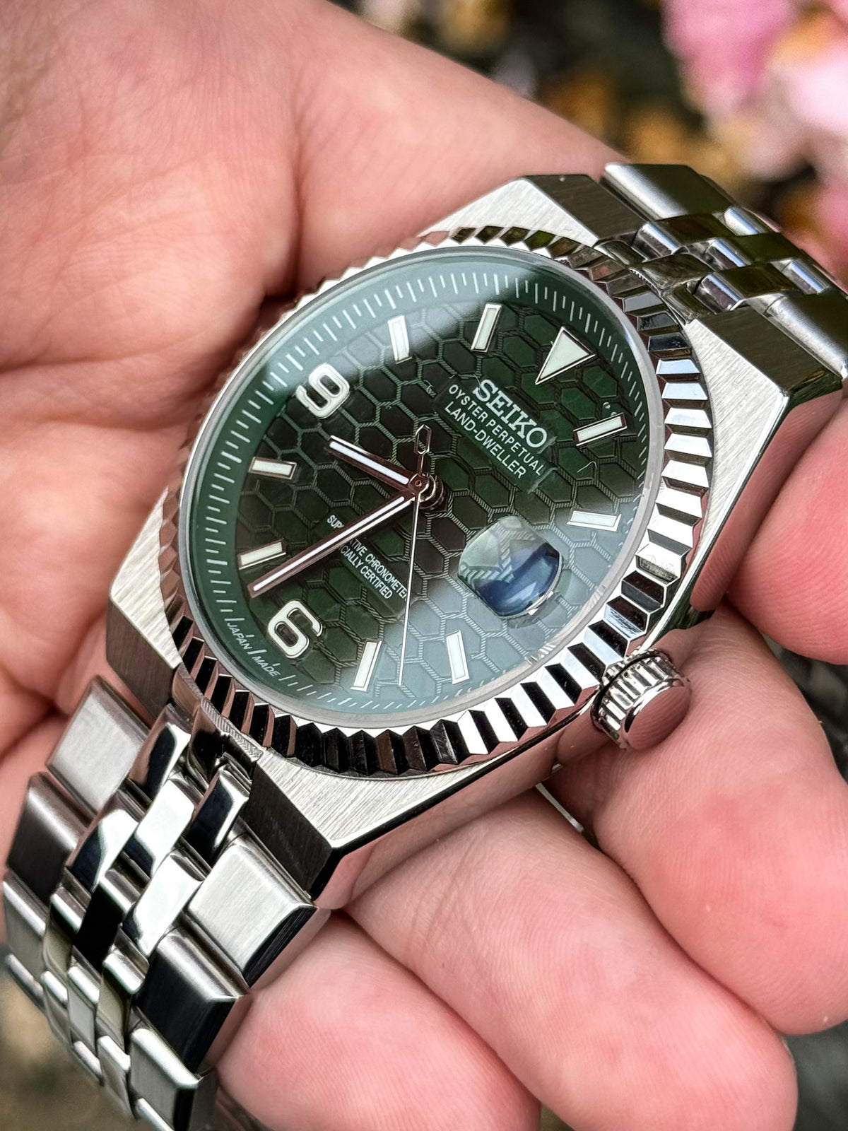 (På lager) "Green Dial" Land-Dweller Mod