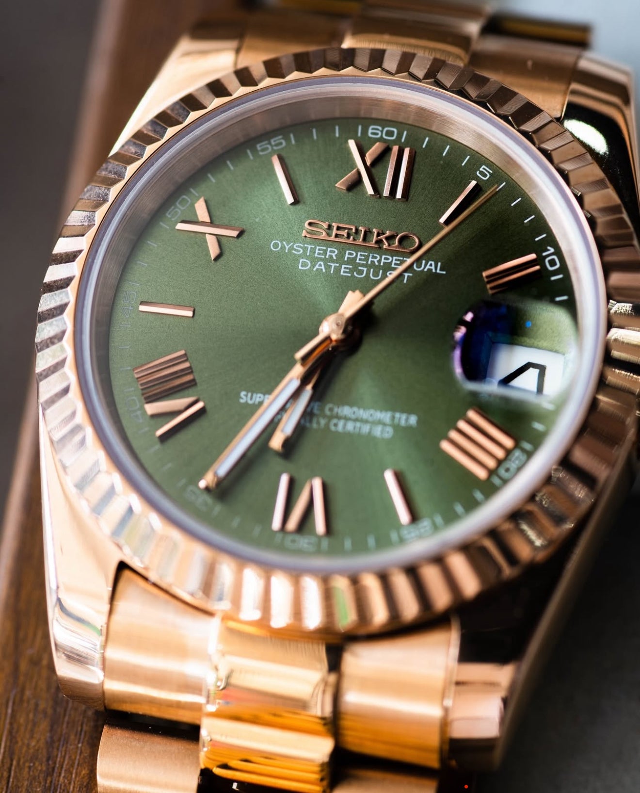 Rosegold "Olive Dial" President Mod