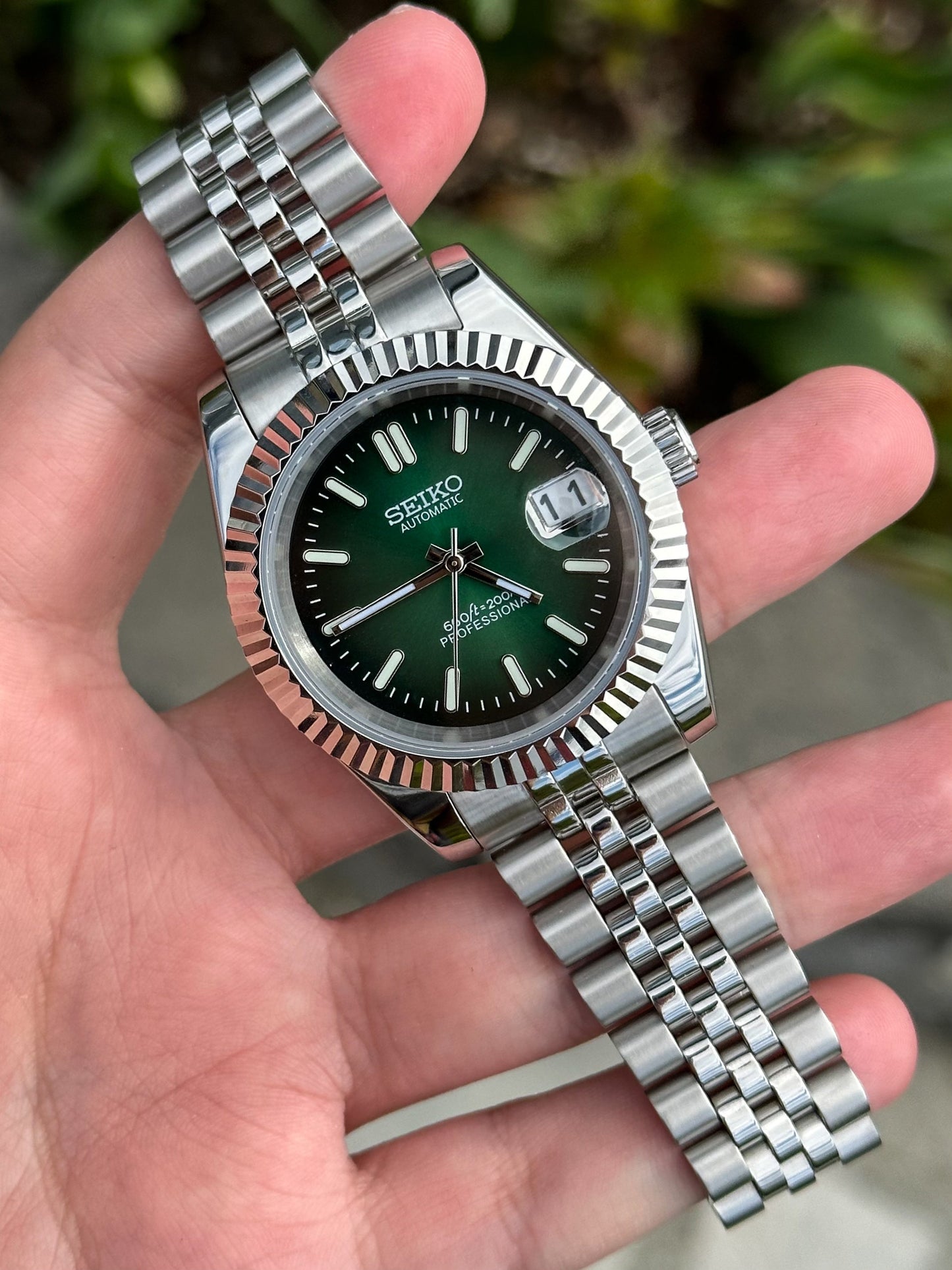 (På lager) "Gradient Green" 36mm Datejust Mod