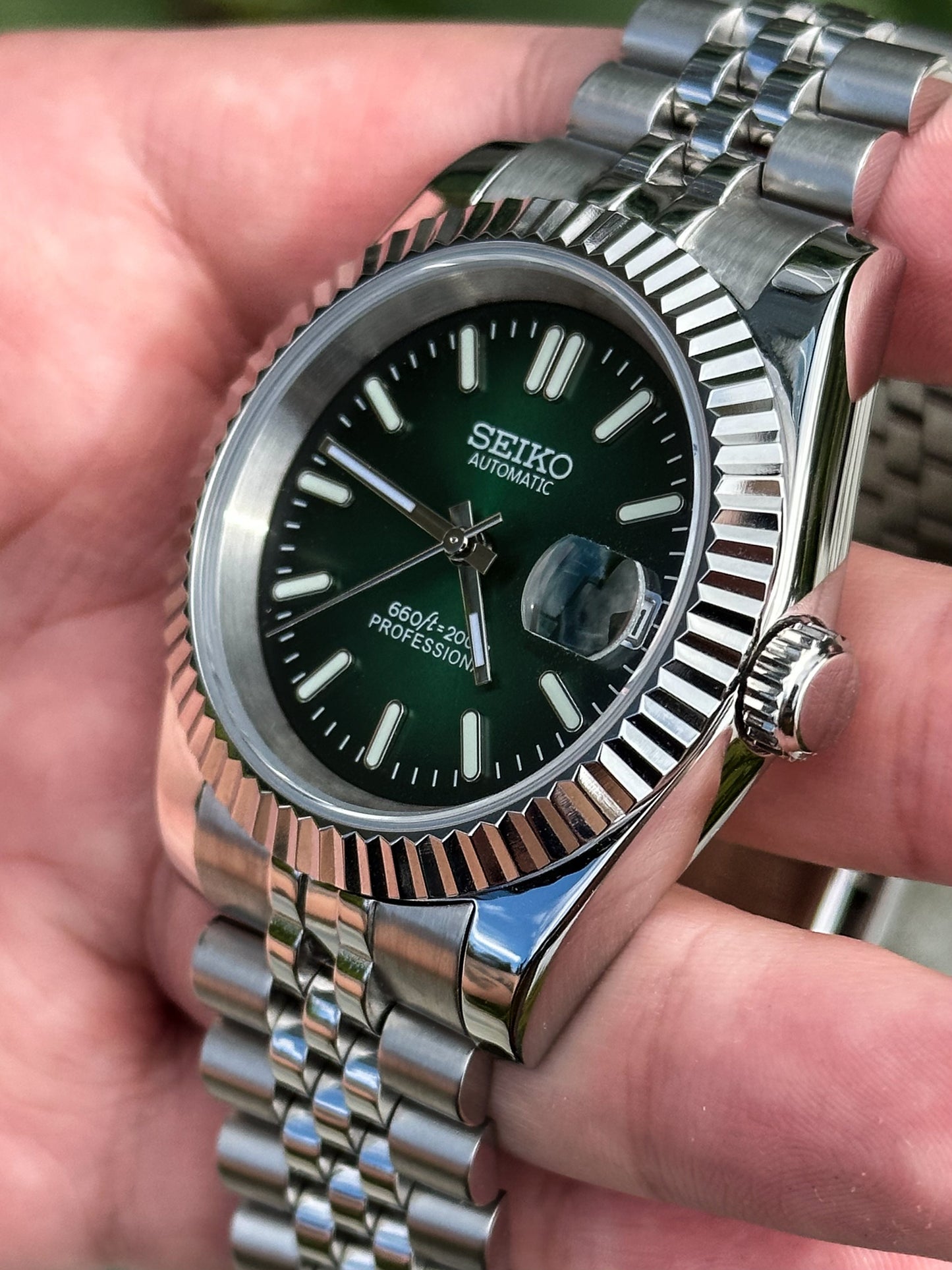 (På lager) "Gradient Green" 36mm Datejust Mod