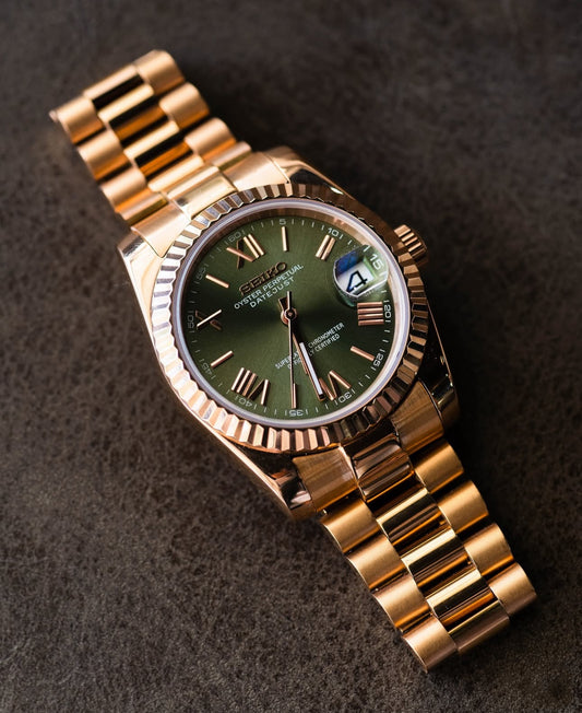 Rosegold "Olive Dial" President Mod