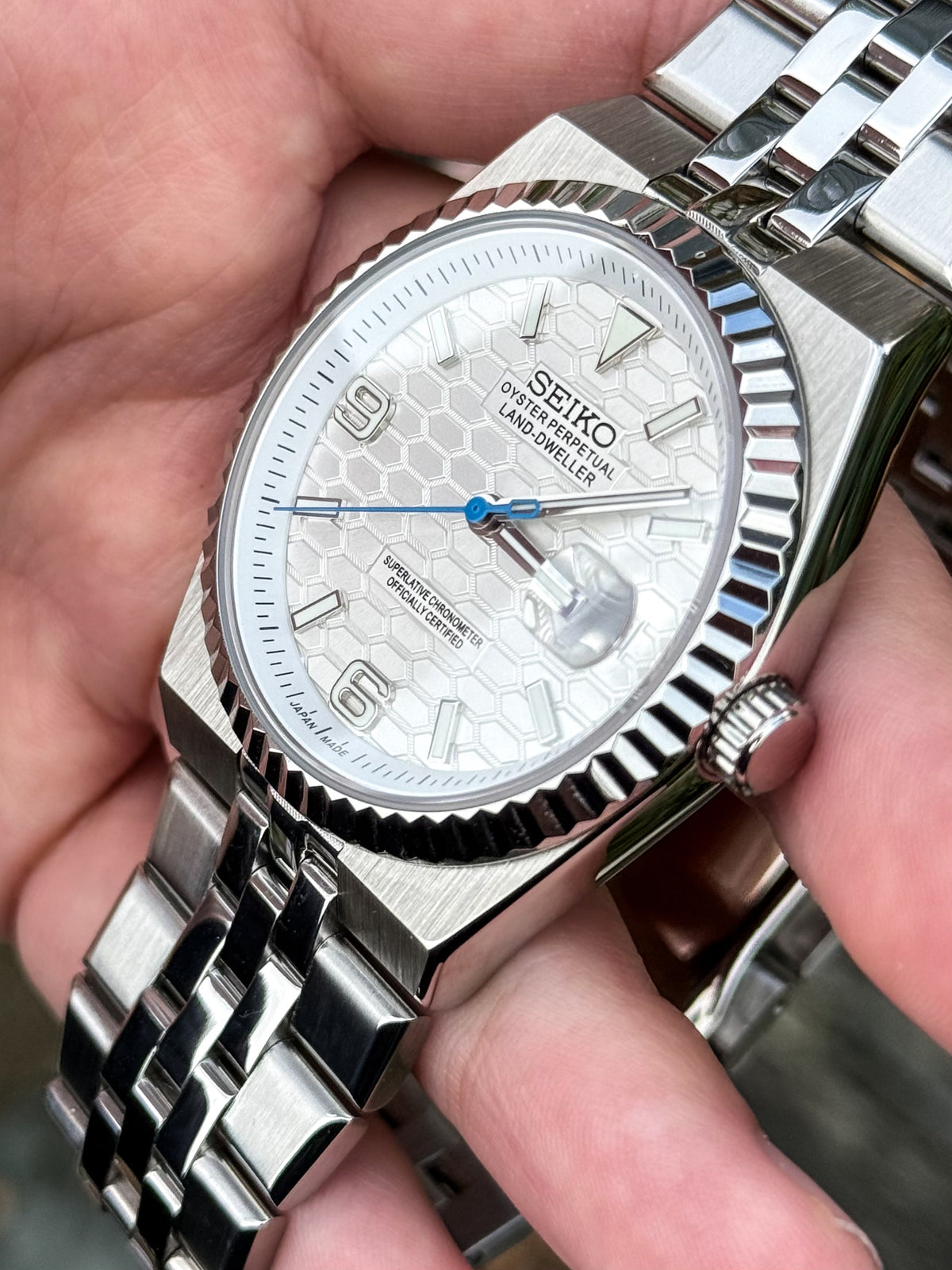 (På lager) "Silver Dial" Land-Dweller Mod