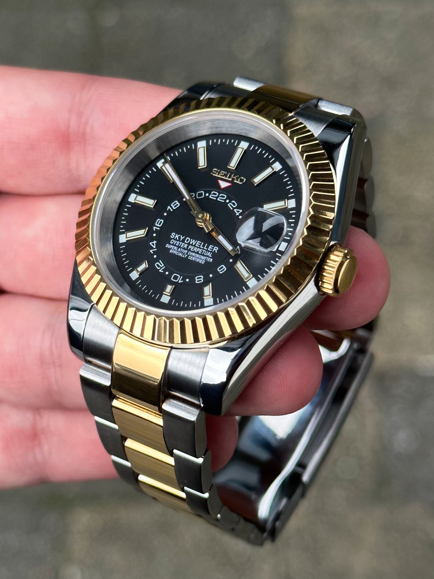 Two Tone "Black Dial" Sky Dweller Mod