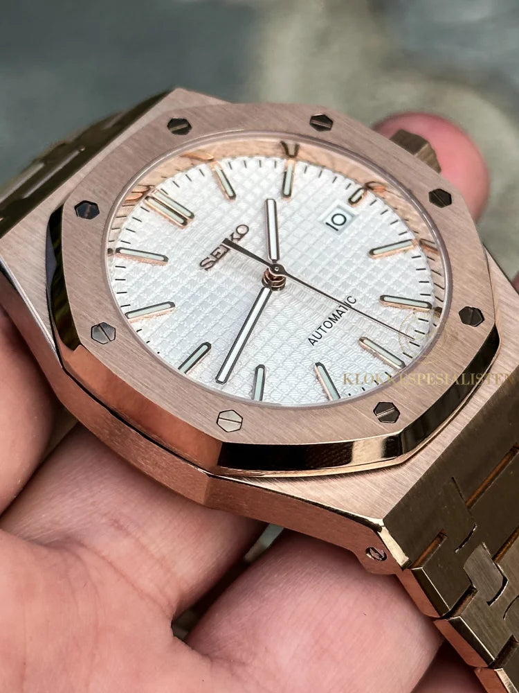 (På lager) Rosegold ’White Dial’ Royal Oak Mod