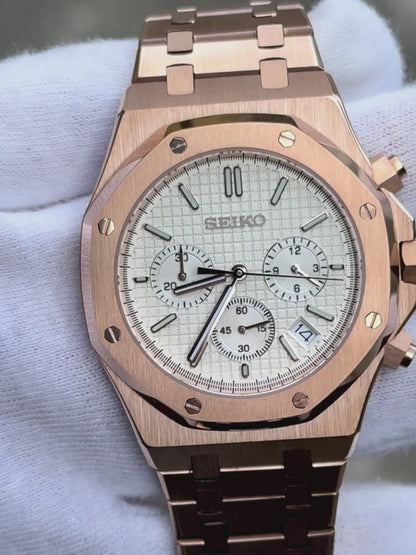 Rosegold "White Dial" Royal Oak Chronograph Mod